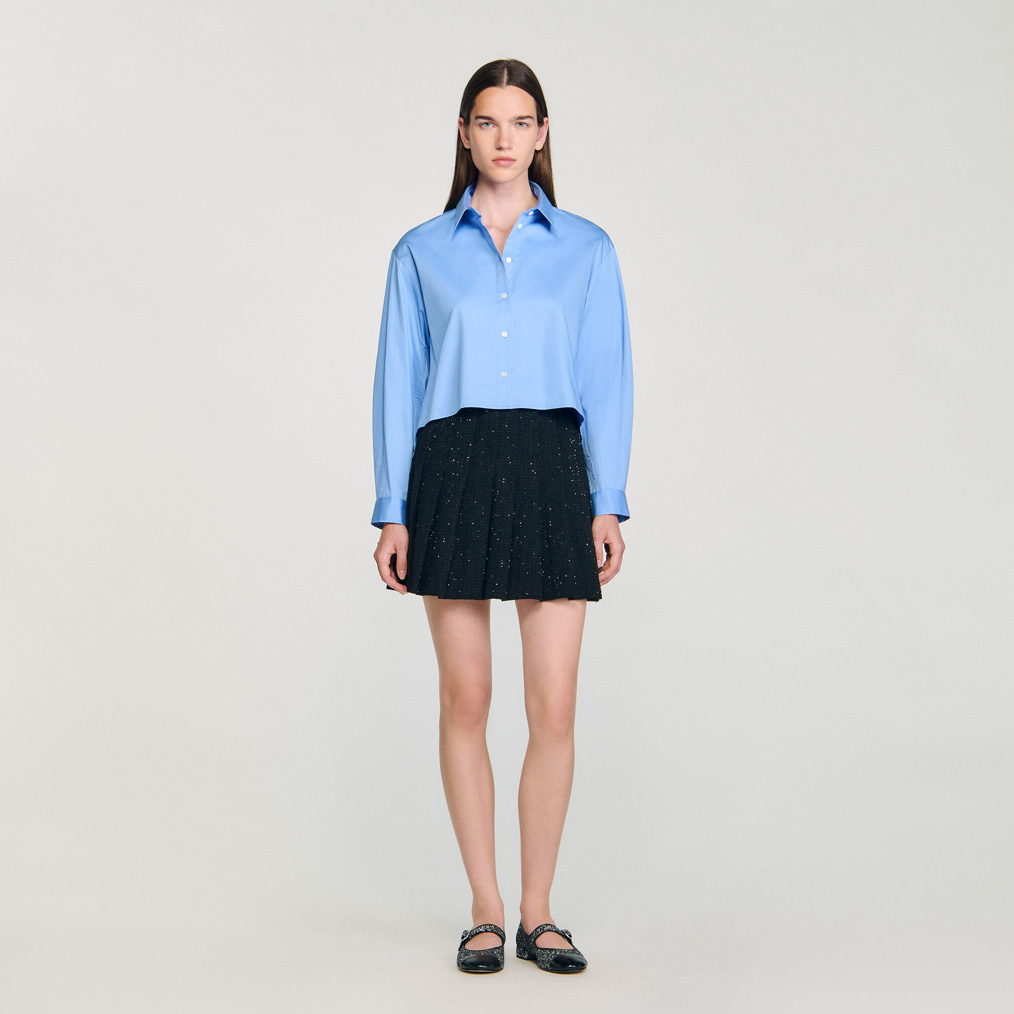 Short Tweed Pleated Skirt : Skirts & Shorts color Black