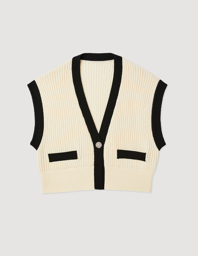 Sleeveless Cardigan : Sweaters & Cardigans color Ecru