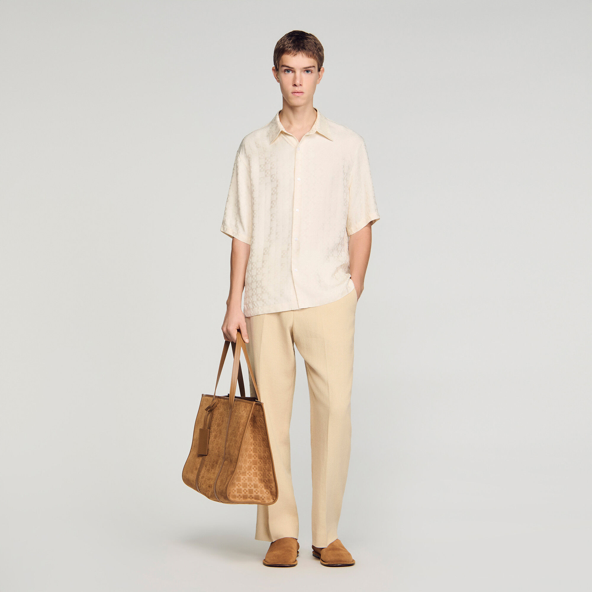 Square Cross Loose-Fit Shirt : Shirts color white