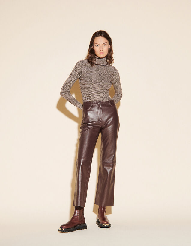 Leather Trousers : Pants color Brown