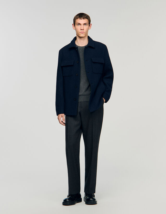 Wool Overshirt - SHPBL01176 | sandro-paris.com Wool Overshirt : Jackets & Coats color Midnight Blue