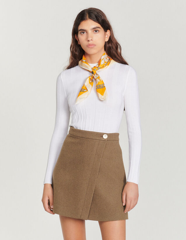 Short Wraparound Skirt : Skirts & Shorts color Brown