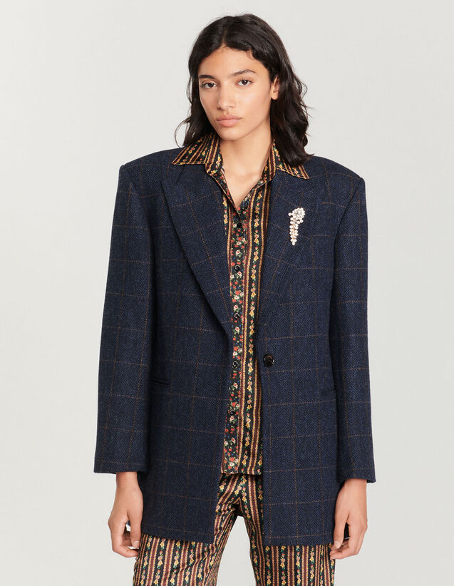 Checked Tailored Jacket : Blazers & Jackets color Deep blu