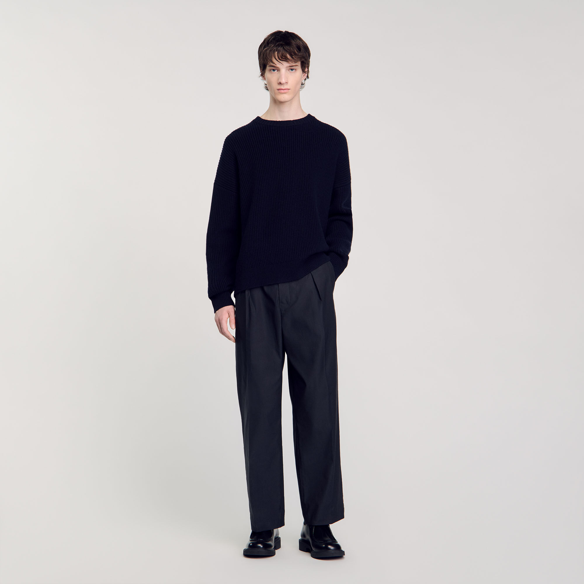 Wide-Leg Trousers With Creases : Pants & Shorts color Navy Blue