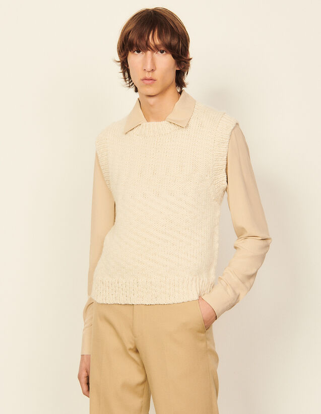Woollen Vest Top : Sweaters & Cardigans color Ecru