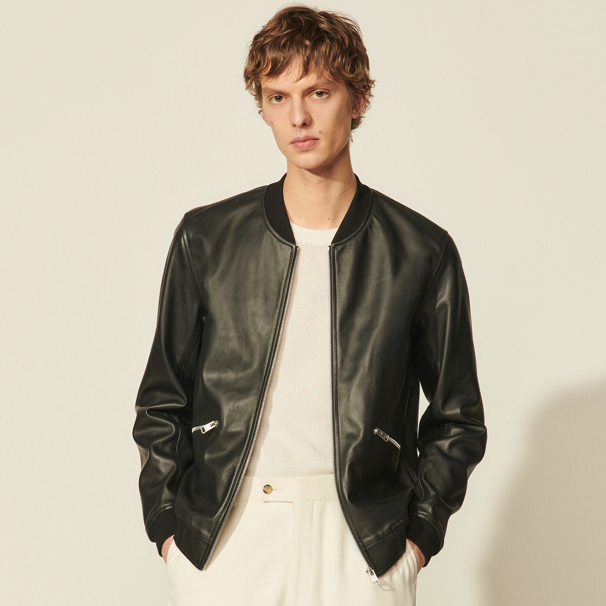 Sandro paris leather jacket online
