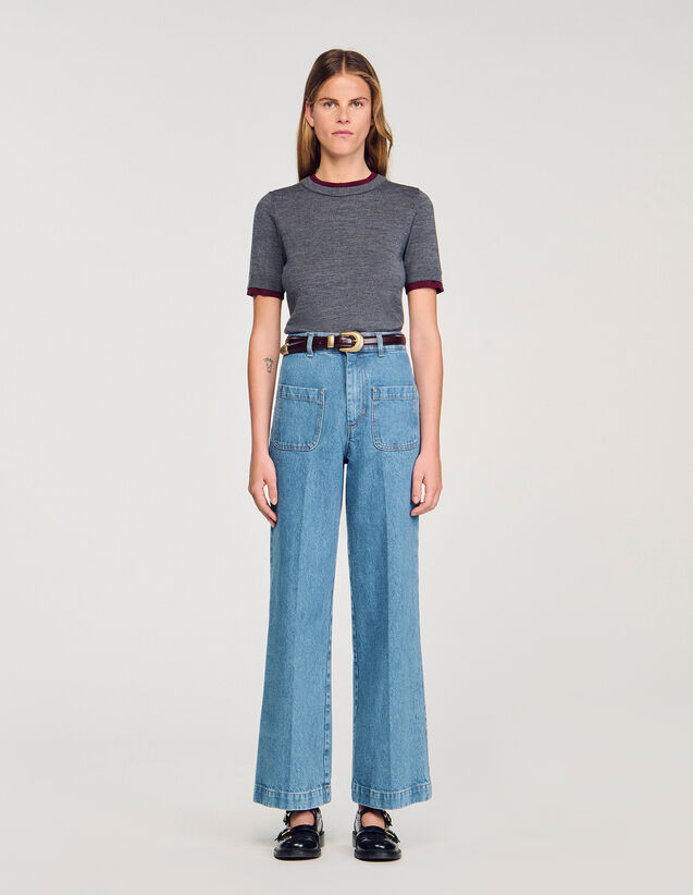 Two-Tone Cropped Jumper - SFPPU02645 | sandro-paris.com Two-Tone Cropped Jumper : Sweaters & Cardigans color Grey