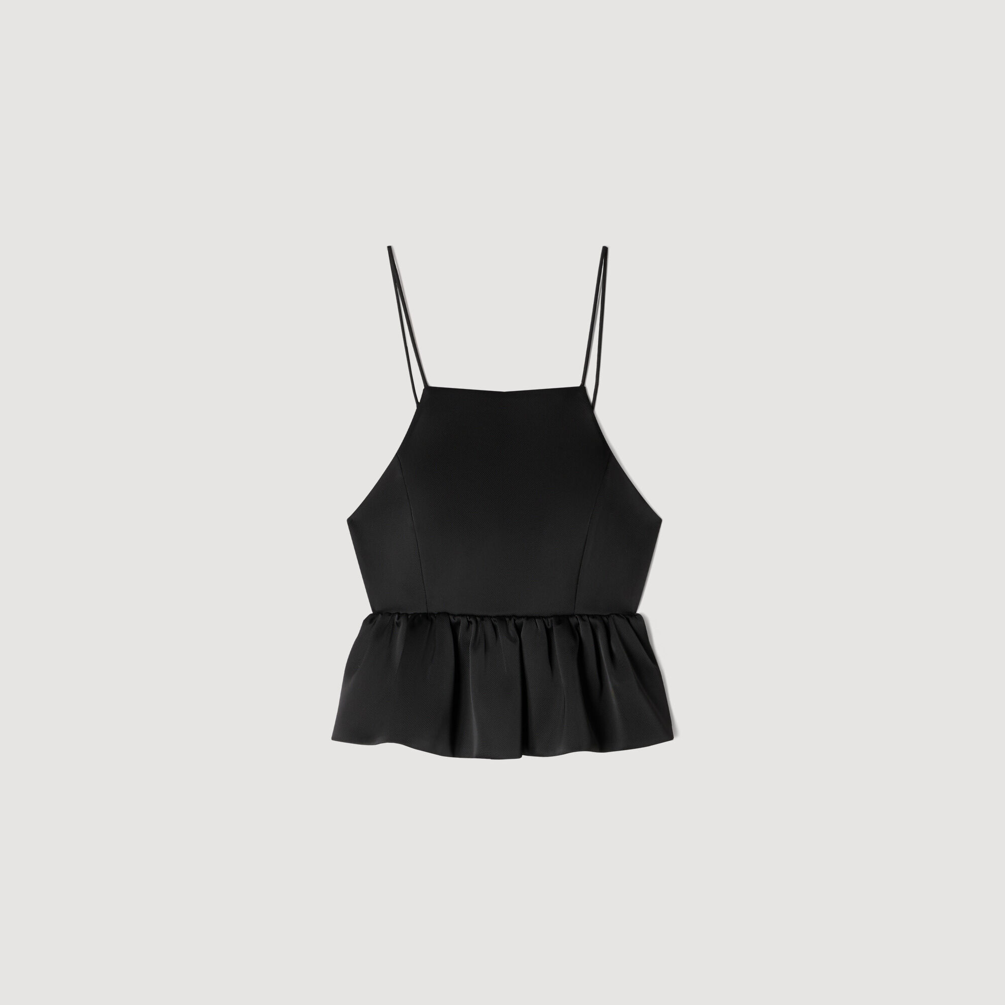 Ruffled Crop Top : Tops color Black