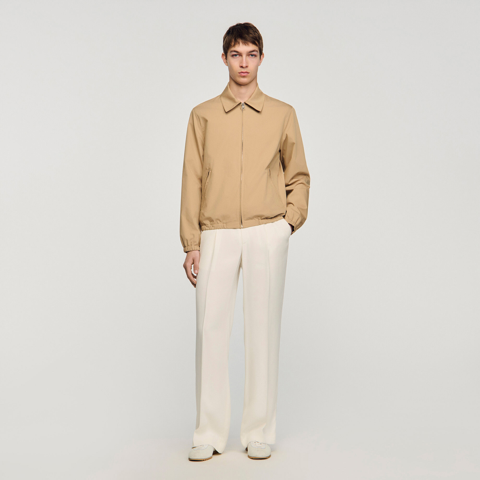 Zip-Up Cotton Jacket : Jackets & Coats color Sand