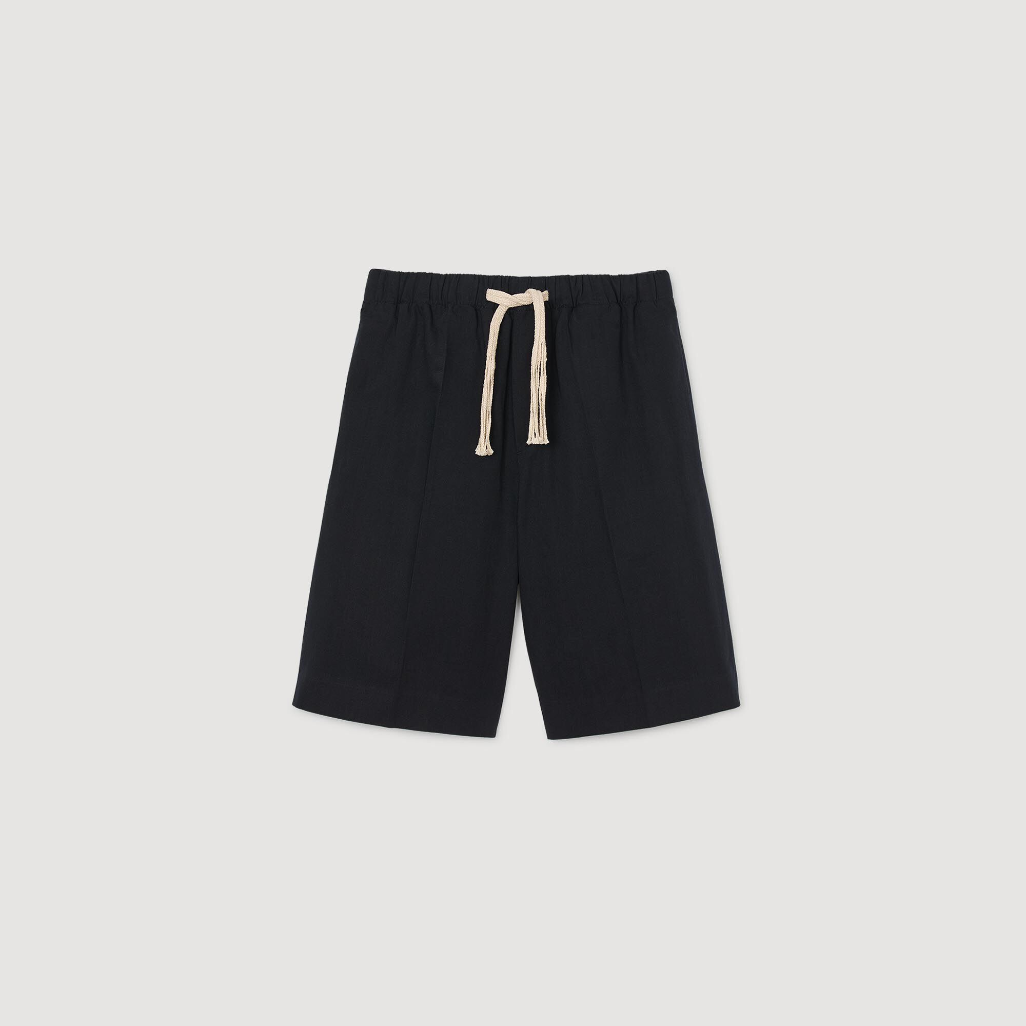 Elasticated Waist Cotton Shorts : Pants & Shorts color Navy Blue