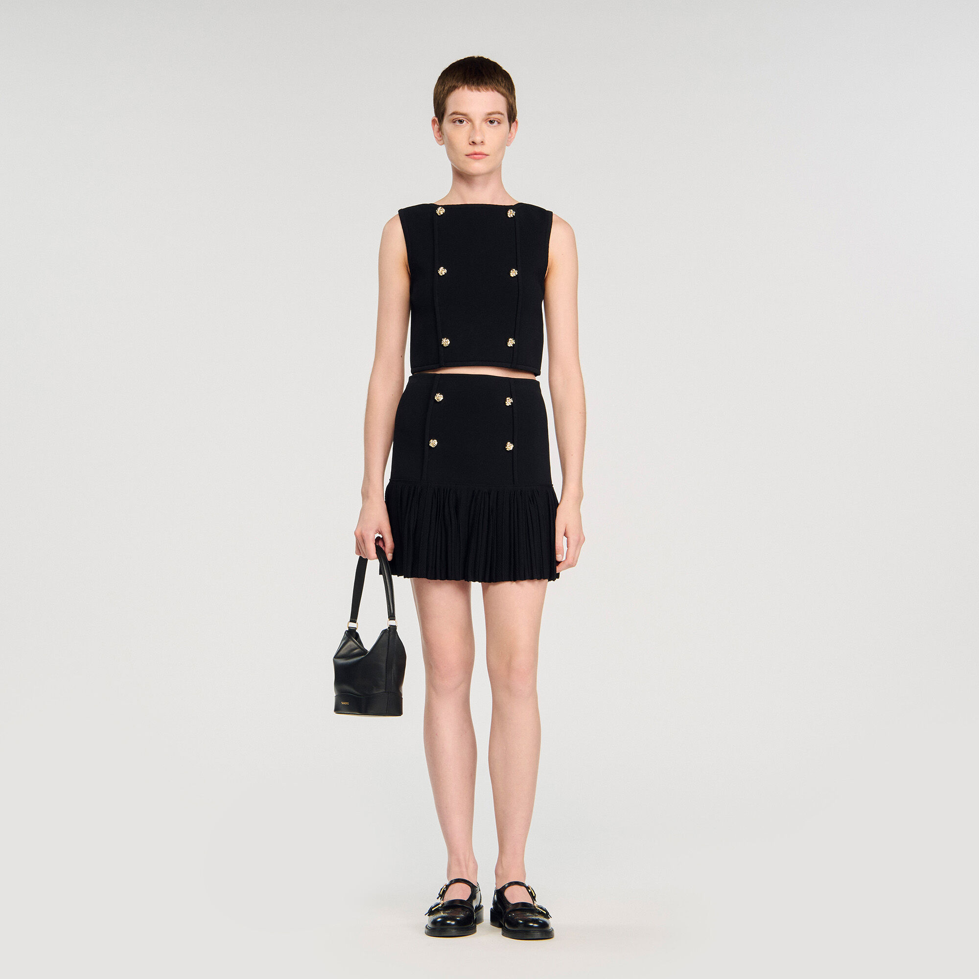 Cropped Knit Sweater : Sweaters & Cardigans color Black