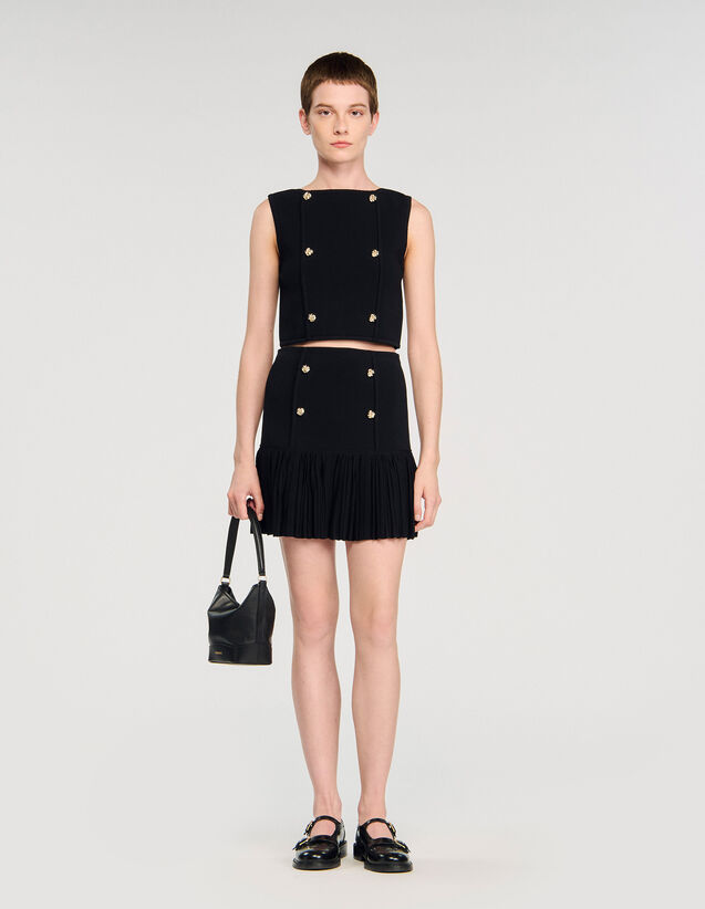 Cropped Knit Sweater - SFPPU02639 | sandro-paris.com Cropped Knit Sweater : Sweaters & Cardigans color Black