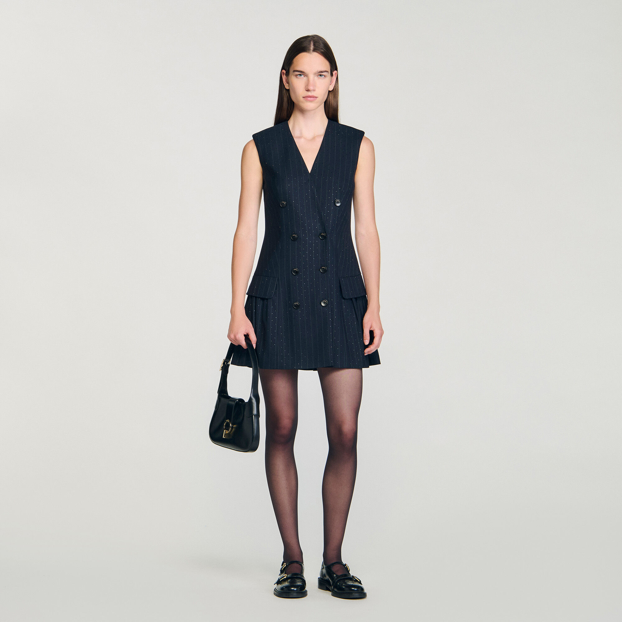 Short Rhinestone Suit Dress : Dresses color Navy Blue