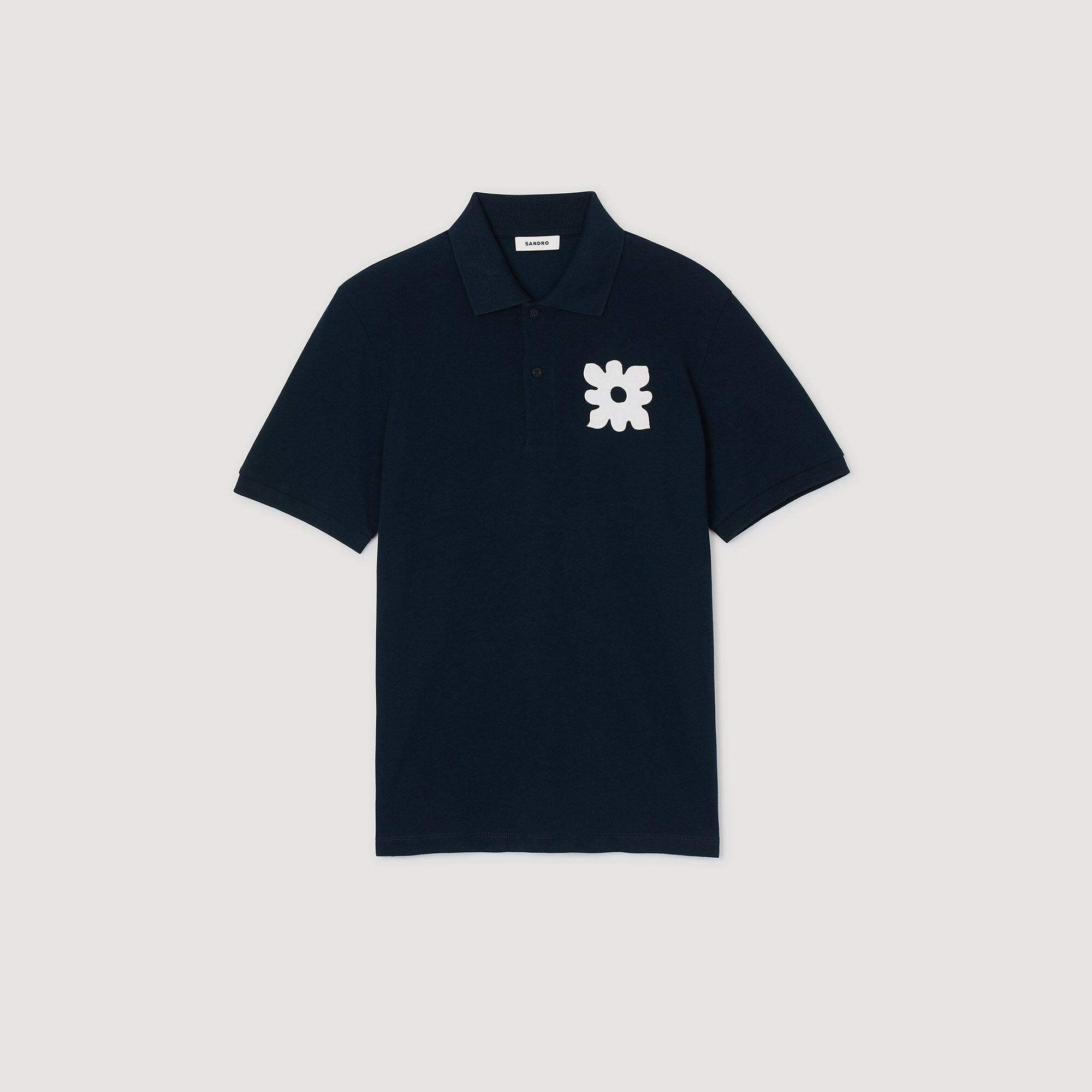 Polo Shirt With Flower Patch : null color 