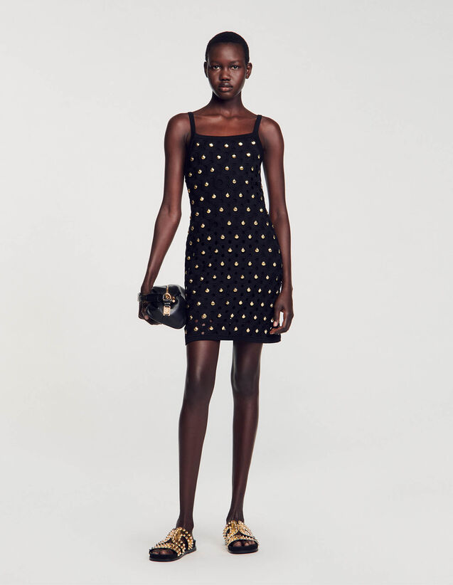 Short Dress With Shell Pendants : Dresses color Black
