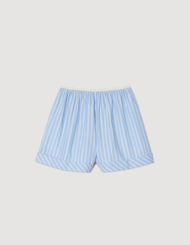 Wide-Leg Cotton Shorts : Skirts & Shorts color Blu / White