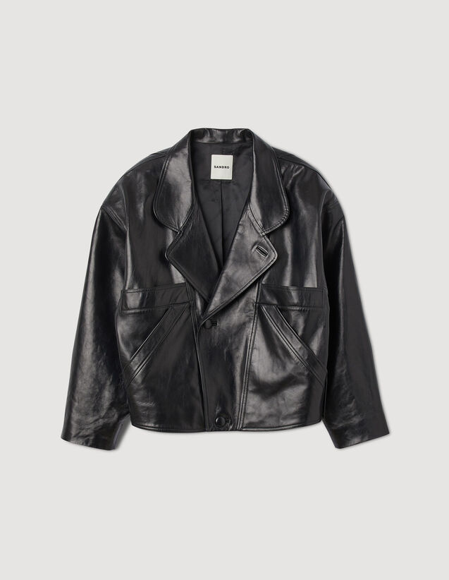 Oversized Leather Jacket : Blazers & Jackets color Black