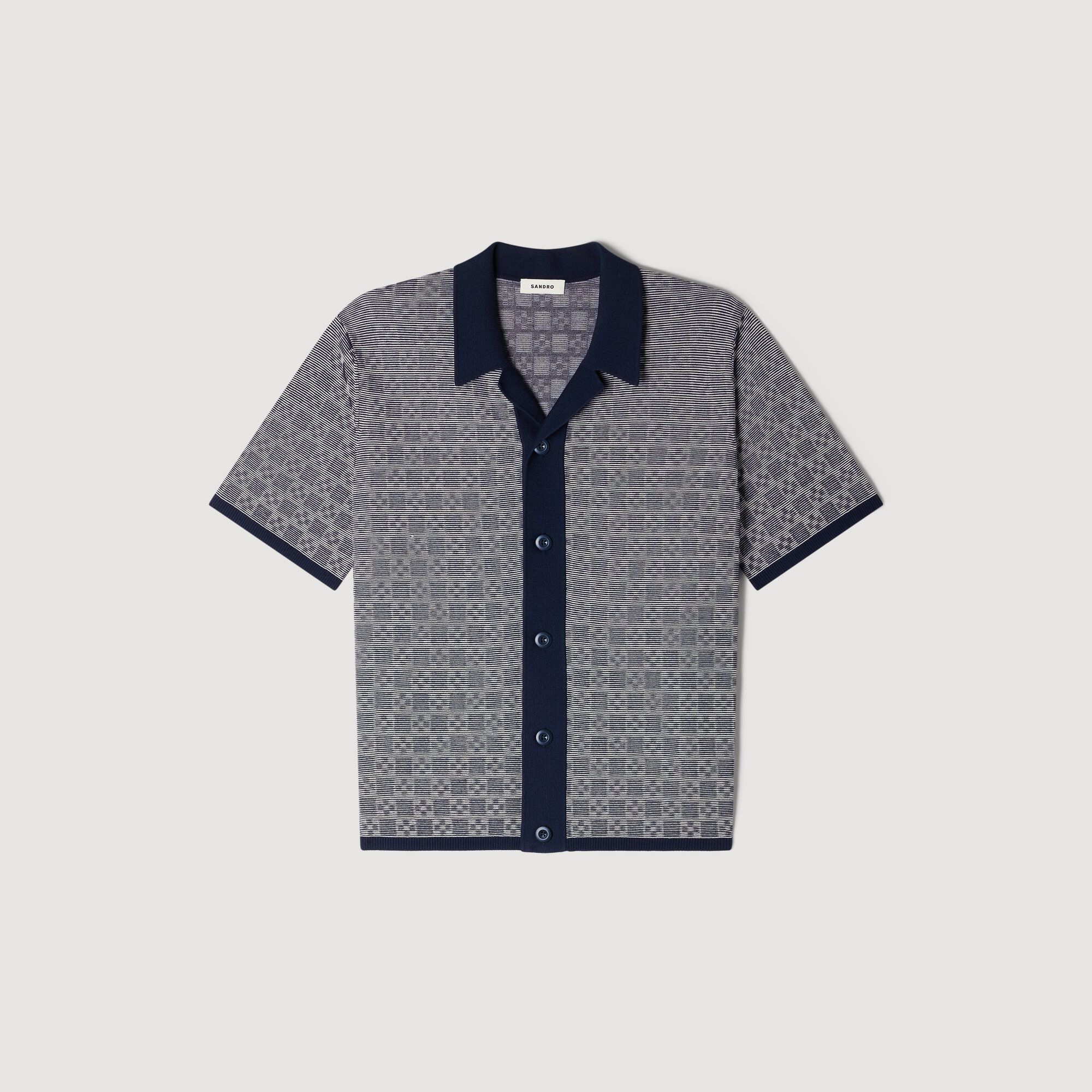 Square Cross Jacquard Shirt : Sweaters & Cardigans color Navy Blue