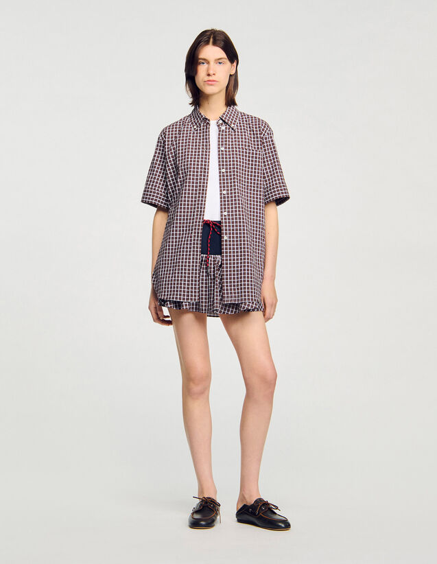 Oversized Check Shirt - SFPCM01433 | sandro-paris.com Oversized Check Shirt : Shirts color Brown