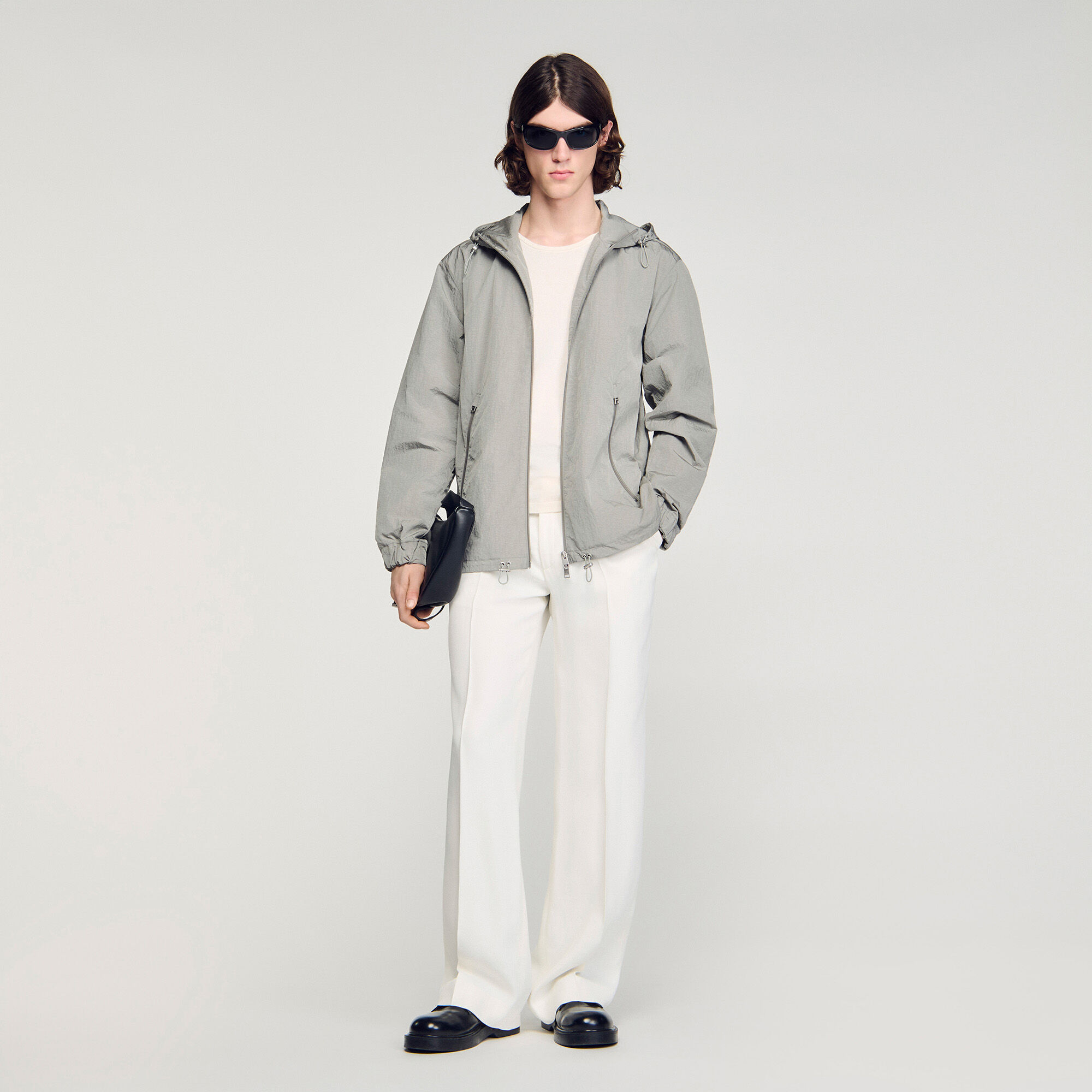 Technical Hooded Zip-Up Jacket : Jackets & Coats color Aluminum