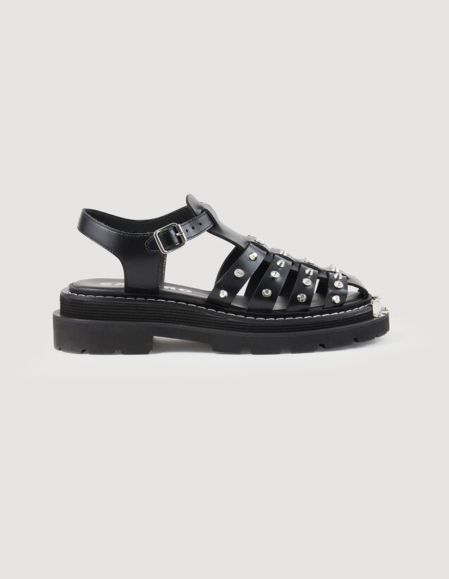 Olys Studded Leather Sandals : Sandals color Black