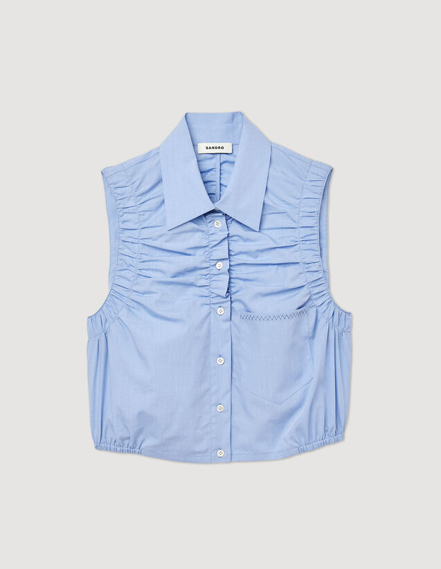 Cropped Sleeveless Shirt : Shirts color Blue