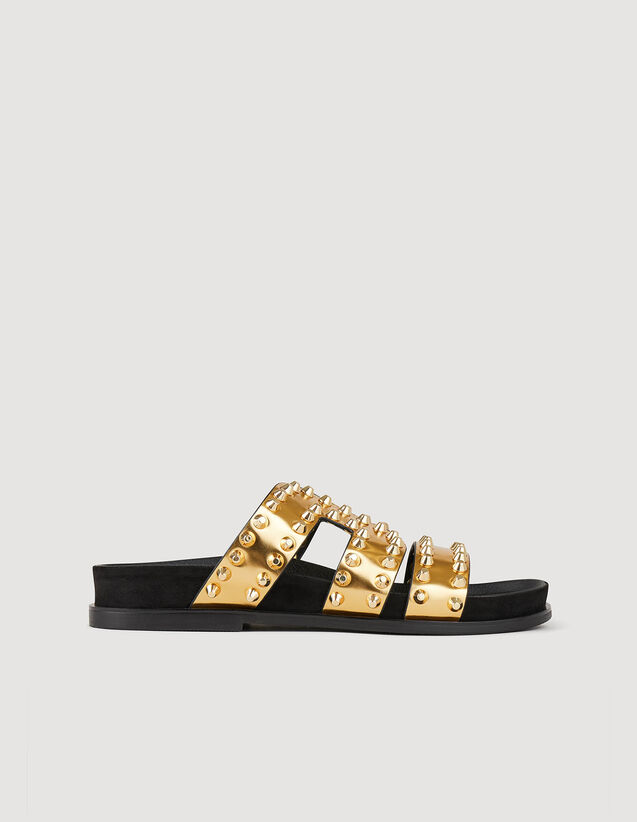 Flat Rivet Sandals : Sandals color Gold