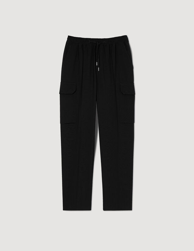 Elasticated Cargo Trousers : Pants & Shorts color Black