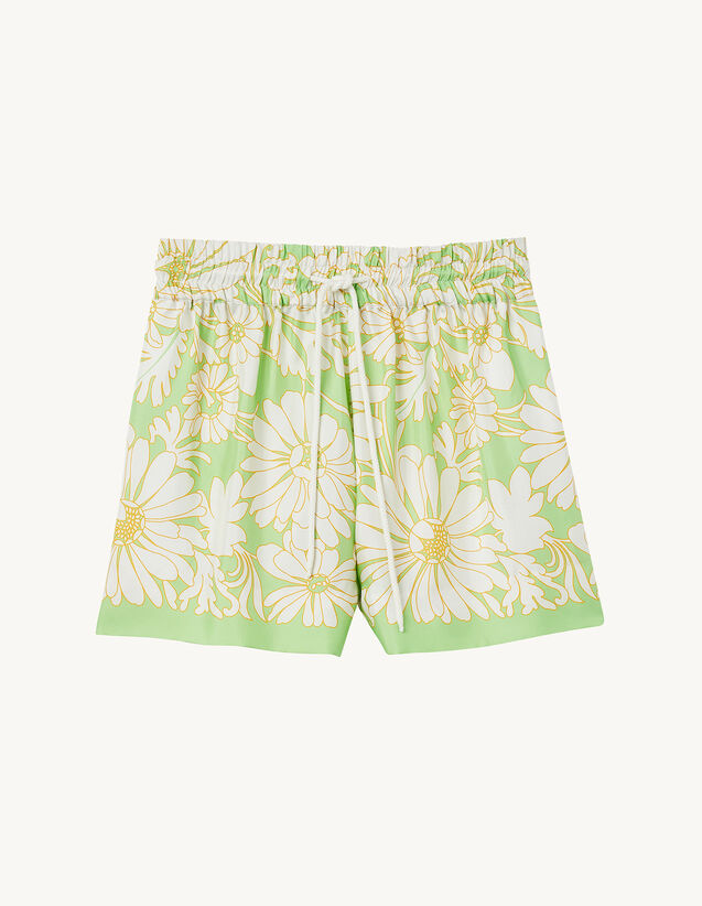 Wide Daisy Print Shorts : Skirts & Shorts color Green lemon