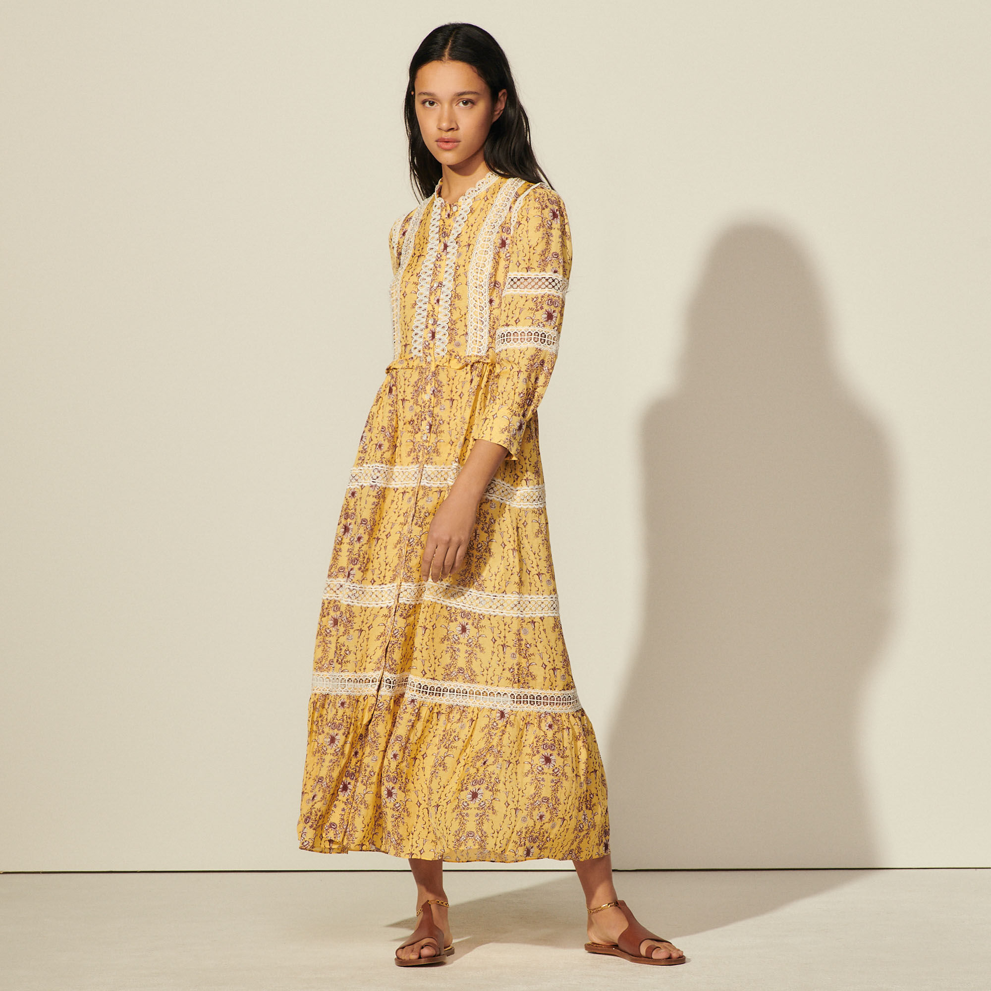 Sandro long printed dress outlet