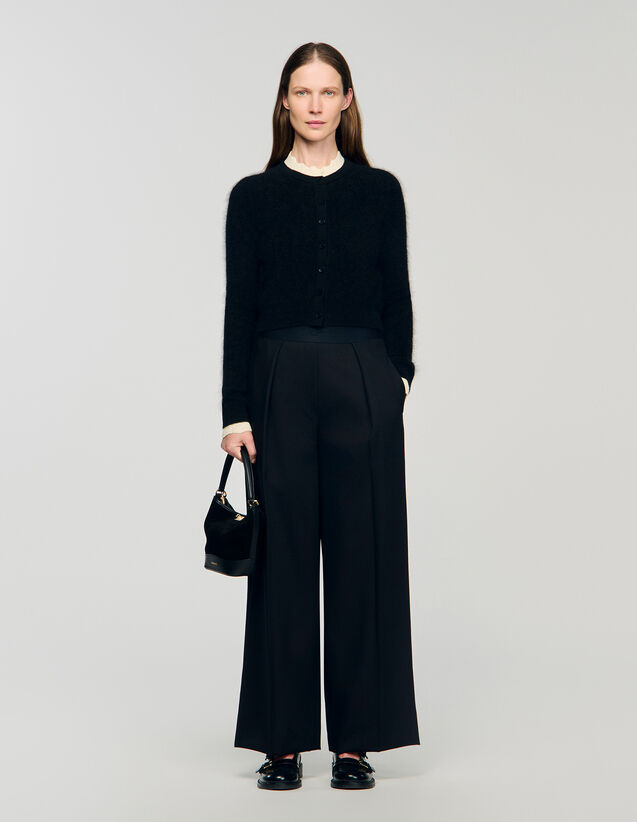 Pointelle Collar Cardigan - SFPCA01337 | sandro-paris.com Pointelle Collar Cardigan : Sweaters & Cardigans color Black