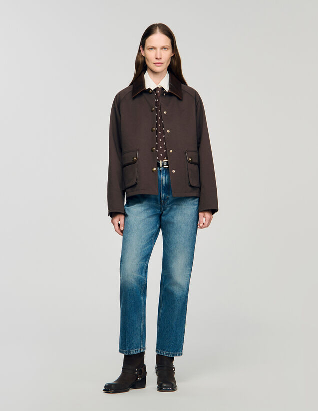 Gabardine Coat - SFPOU00750 | sandro-paris.com Gabardine Coat : Coats color Brown