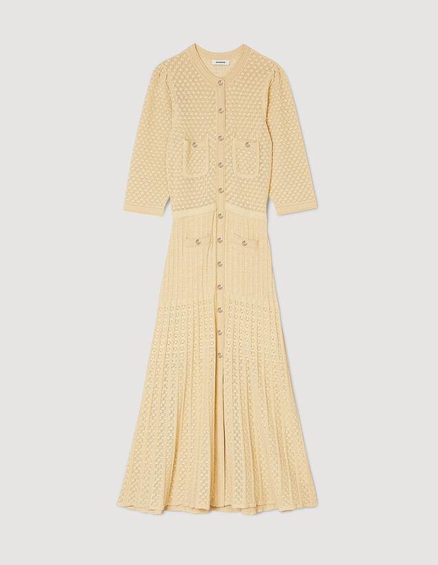 Pointelle Knit Midi Dress : Dresses color Gold