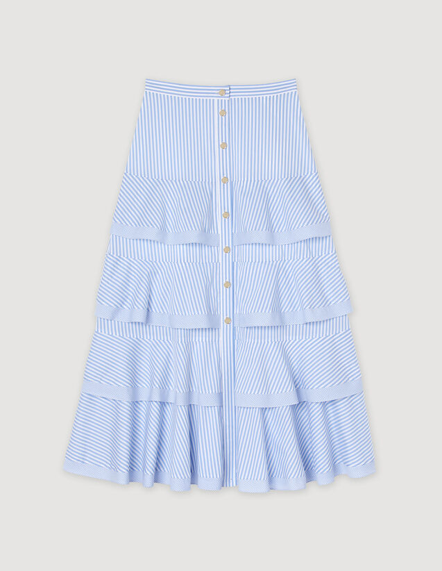 Long Striped Skirt : Skirts & Shorts color Sky blue / White