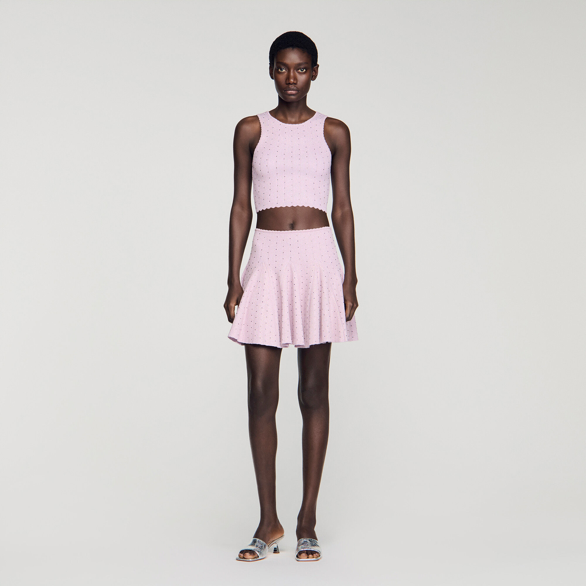 Short Rhinestone Knit Skirt : Skirts & Shorts color Mauve