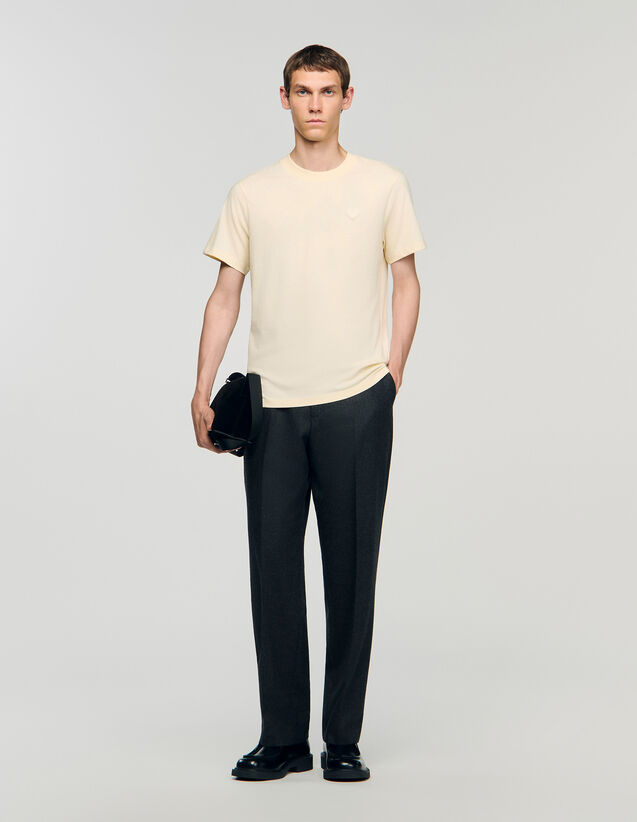 T-Shirt With Heart Patch - SHPTS01678 | sandro-paris.com T-Shirt With Heart Patch : T-shirts & Polo shirts color Sky Blue