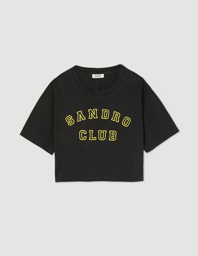 Cropped Sandro Club T-Shirt : T-shirts color Black