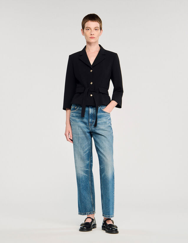 Short Tailored Jacket - SFPVE01216 | sandro-paris.com Short Tailored Jacket : Blazers & Jackets color Black