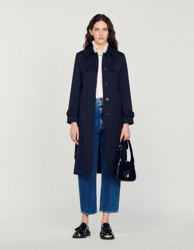 Trench Coat With Pleated Inset : Coats color Navy Blue