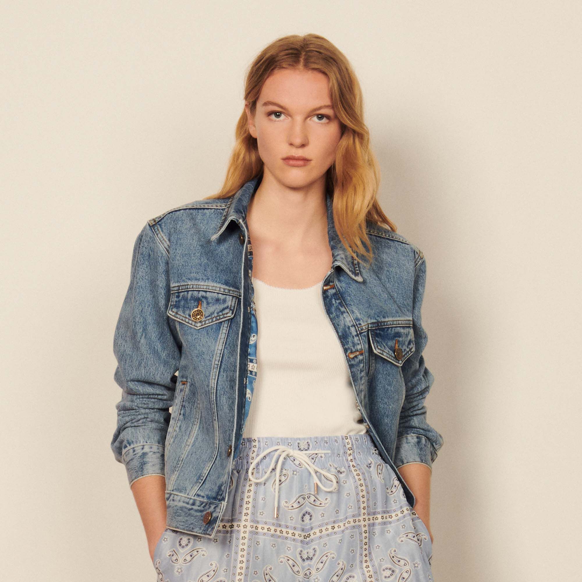 Sandro denim jacket womens discount