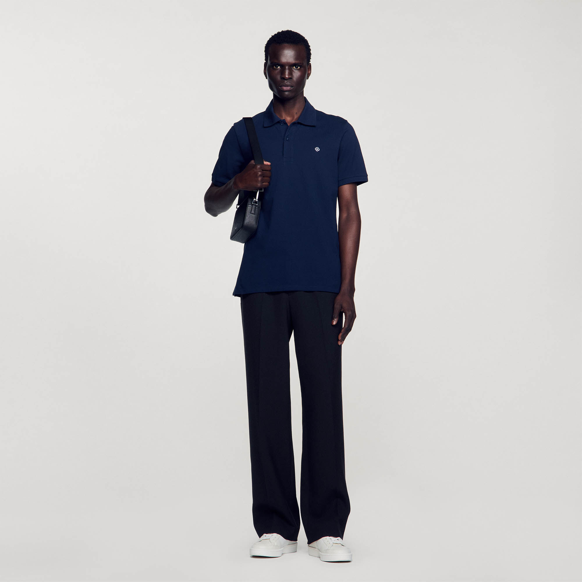 Polo Shirt With Square Cross Patch : Tops & T-shirts color Navy Blue