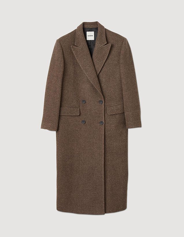 Long-Sleeved Button Coat : Coats color Chocolate
