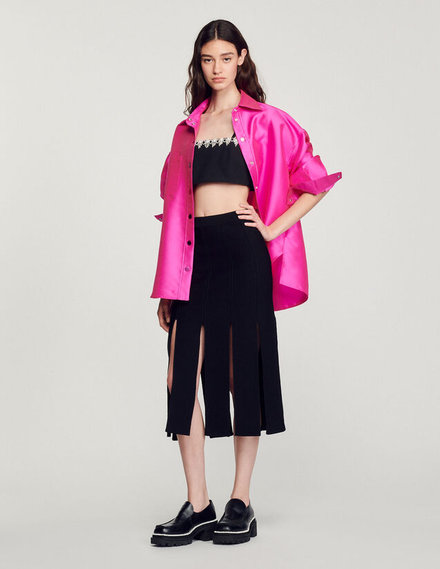 Knitted Skirt With Wide Fringes : Skirts & Shorts color Black