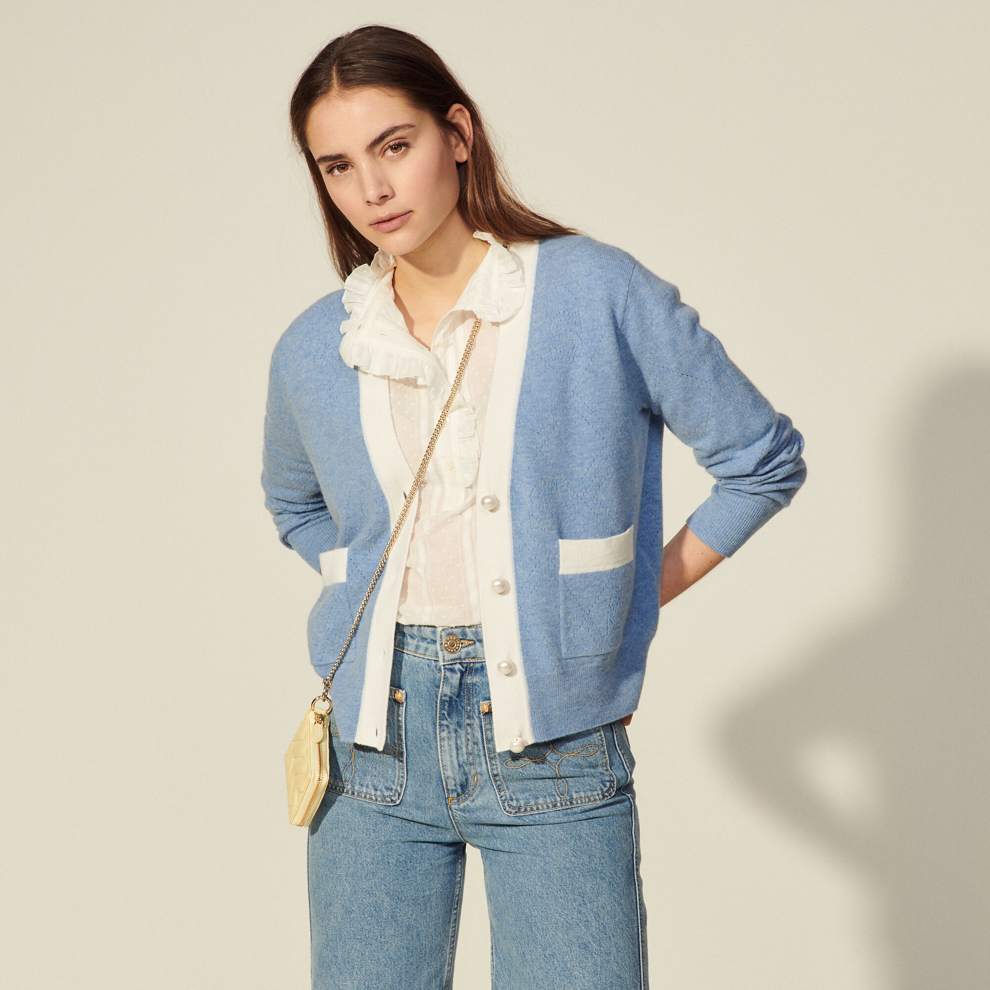 sandro oversized checked cardigan