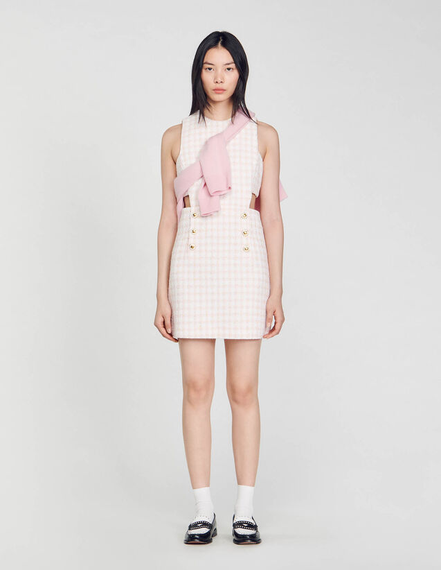 Openwork Tweed Dress : null color Light Pink