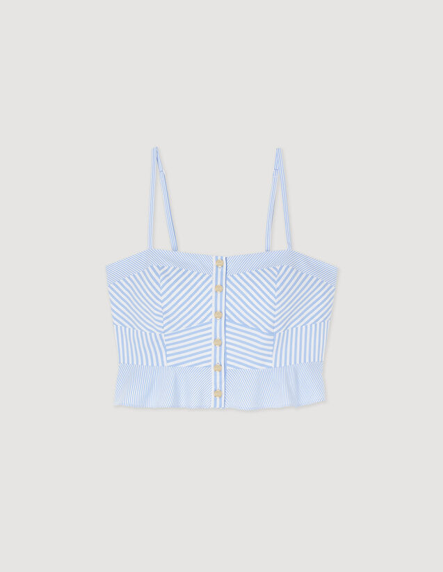 Striped Bustier Top : Tops color Sky blue / White