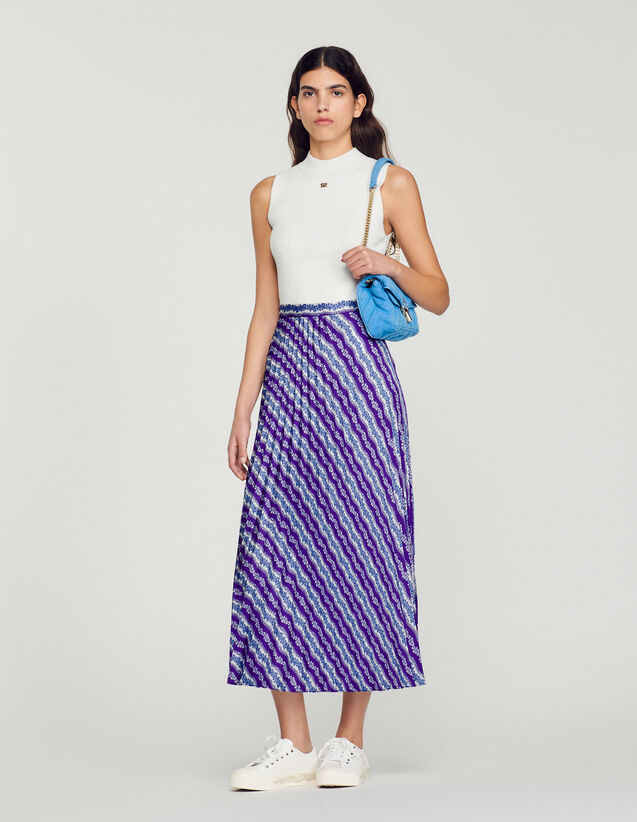 Long Printed Skirt : Skirts & Shorts color Purple / Blu