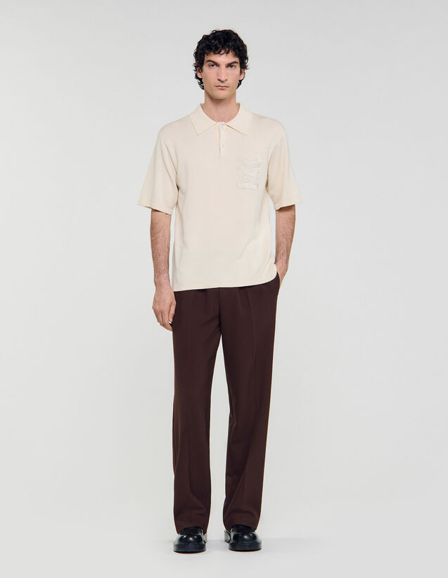 Polo With Rope Embroidery - SHPTR00696 | sandro-paris.com Polo With Rope Embroidery : Sweaters & Cardigans color Butter cream