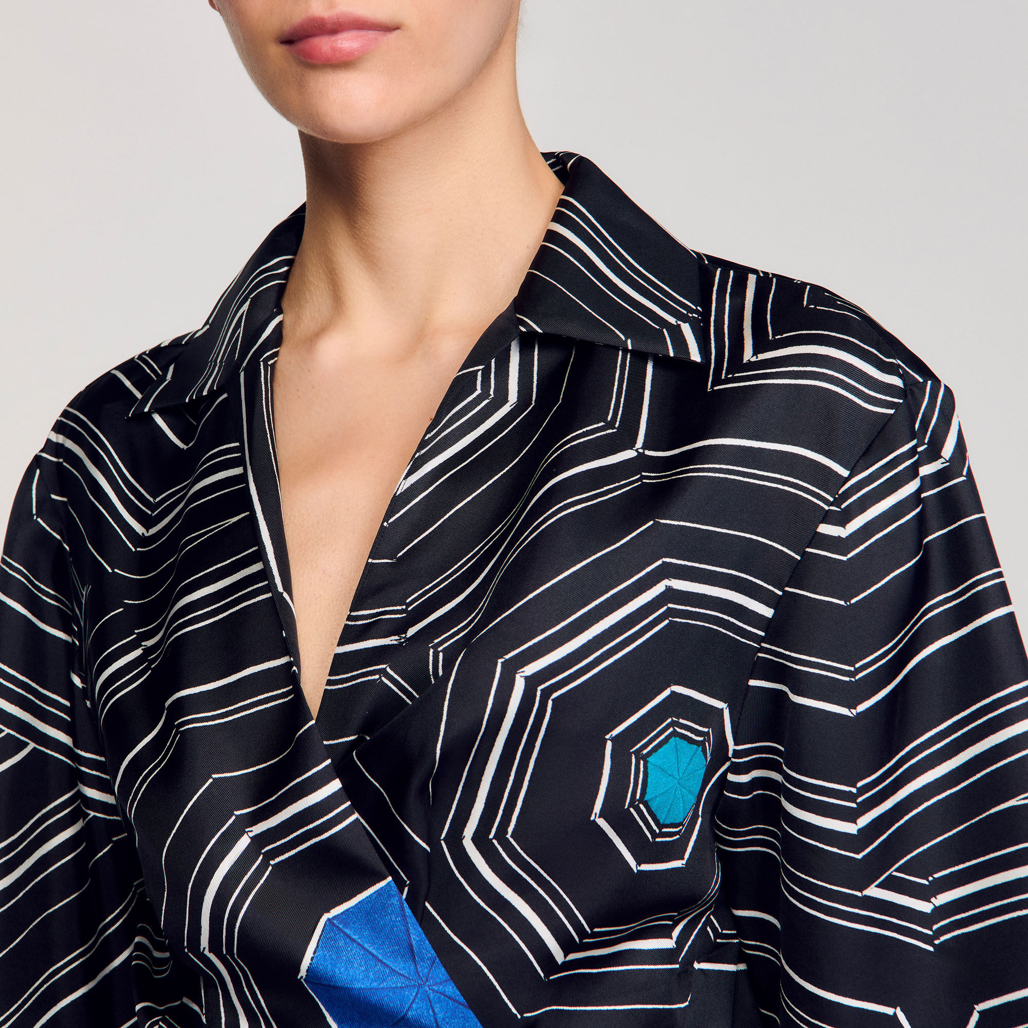 Spiral-Motif Silk Shirt - SANDRO X LOUISE BOURGEOIS - Sandro-paris.com