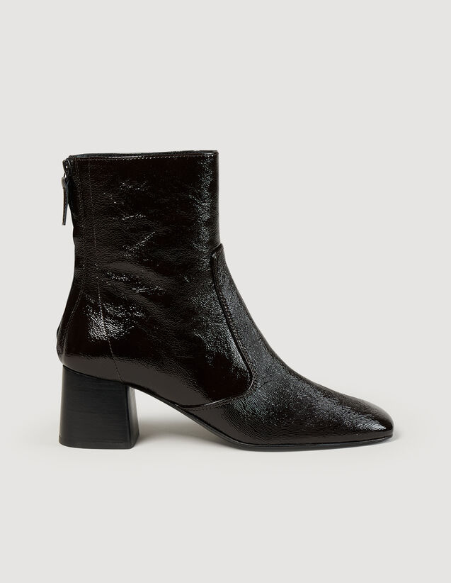 Cracked Leather Ankle Boots : Boots color Chocolate